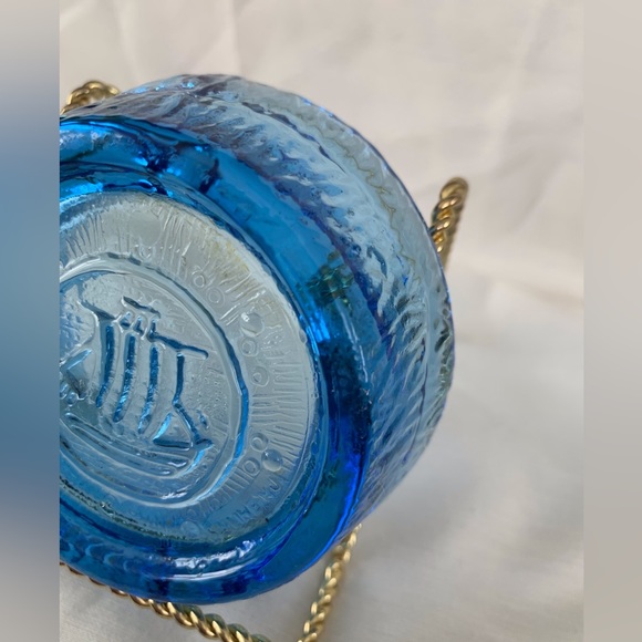 Vintage Wheaton Glass Blue Glass NULINE Individual Ashtray Sailboat - Picture 5 of 10